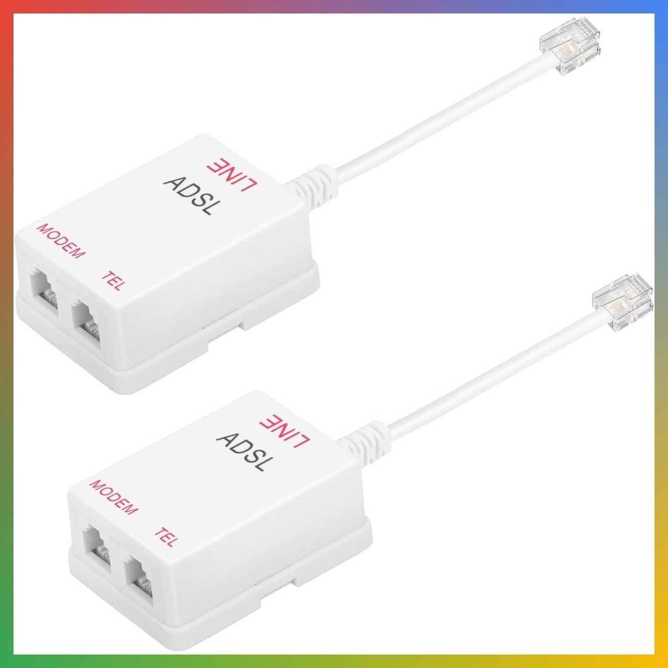 ADSL Filter Splitter 2 Pack White Voice Data Noise Reduction RJ11