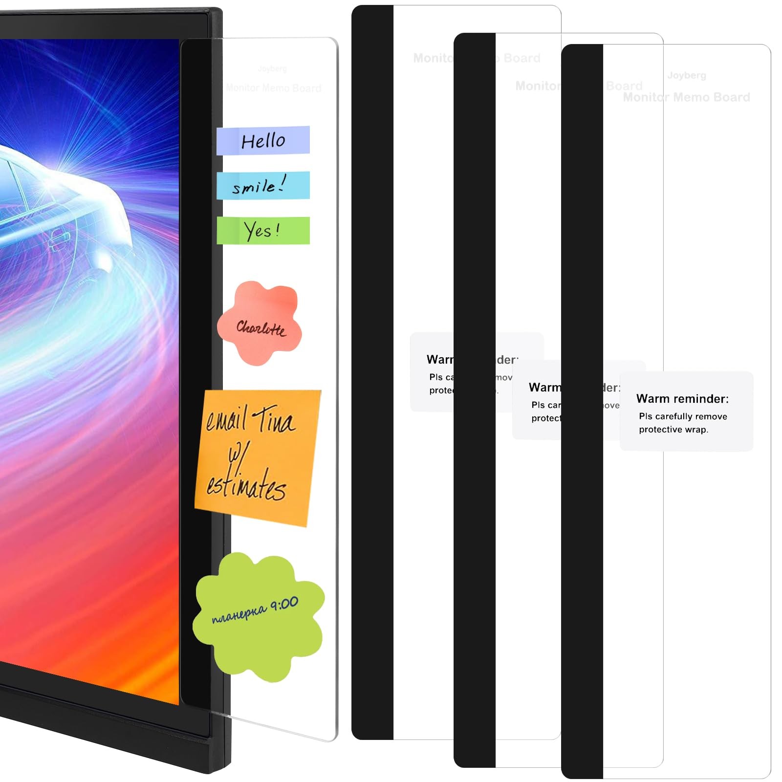 Joyberg 3PCS Monitor Memo Board, Memo Board for Computer Monitor, Monitor Memo B