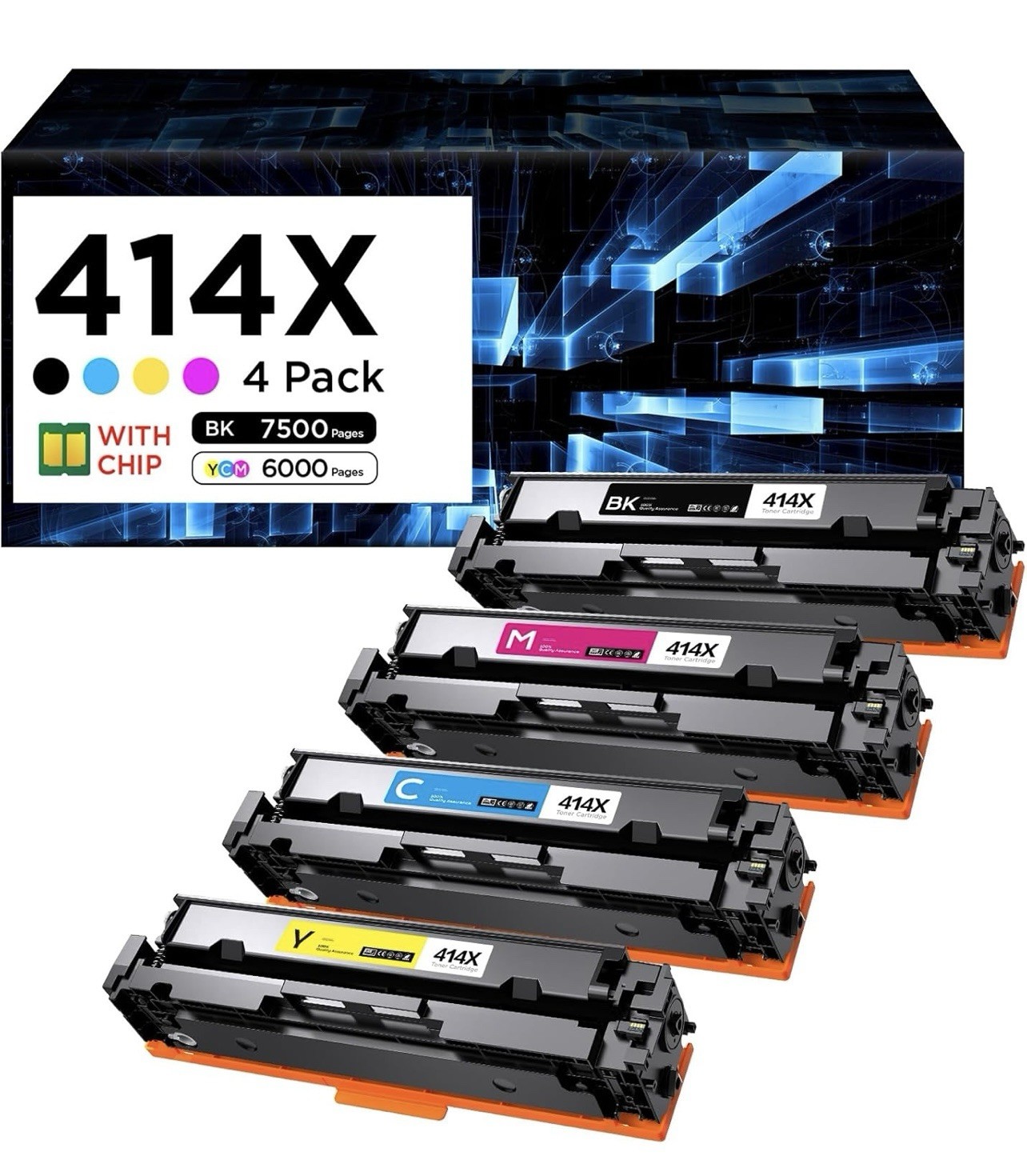 414X 4 Pack With Chip BCMY Compatible W2020X W2021X W2022X W2023X