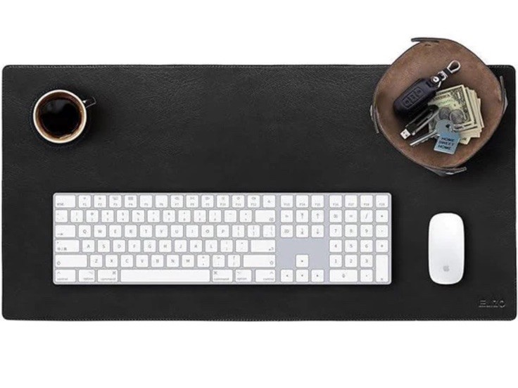 Elizo Leather Desk Mat Set - Real Full-Grain Leather Carbon 32”x16” NEW