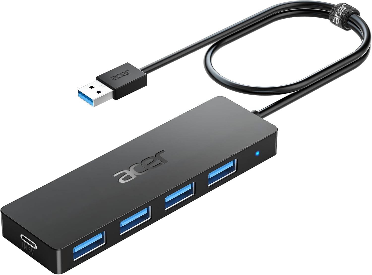 Acer USB 3.0 Hub 4 Port USB Splitter USB-C Power Port 0.7ft Cable