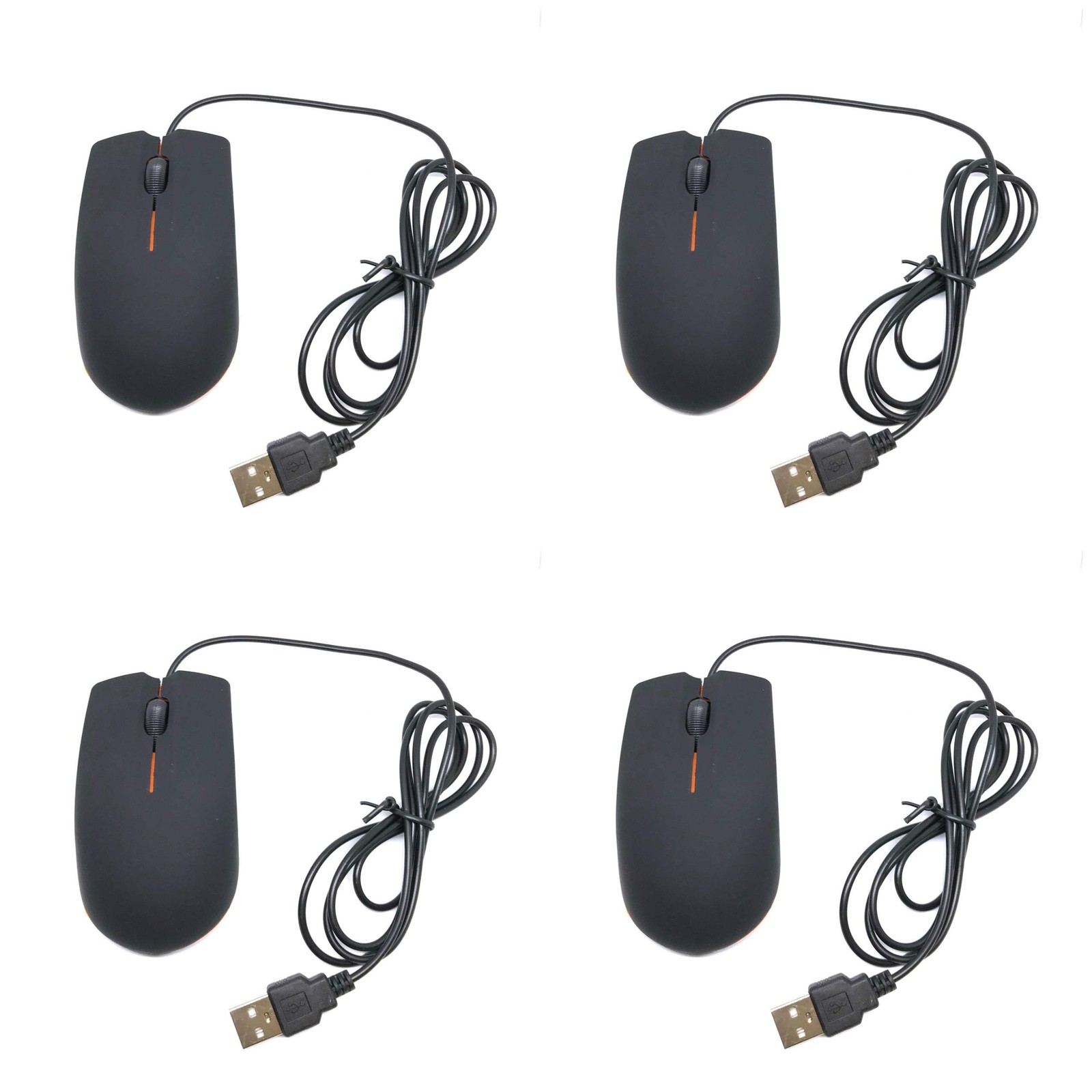 4 PCS Wired 3 Button Optical Computer Mouse Bulk USB PC Laptop Mice Office