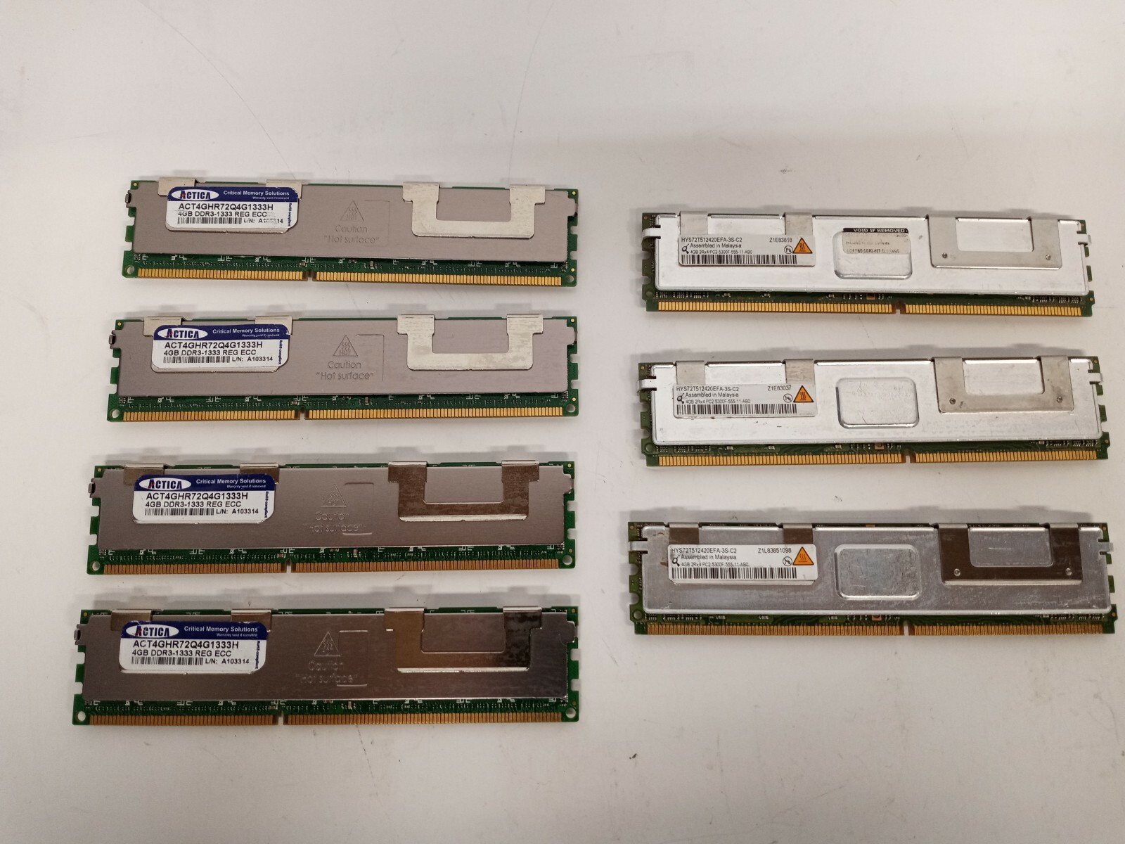 Lot 7Pcs 4GB Mixed Brands 2Rx4 PC2 5300F& DDR3 Server Memory Total: 28GB (7x4GB)