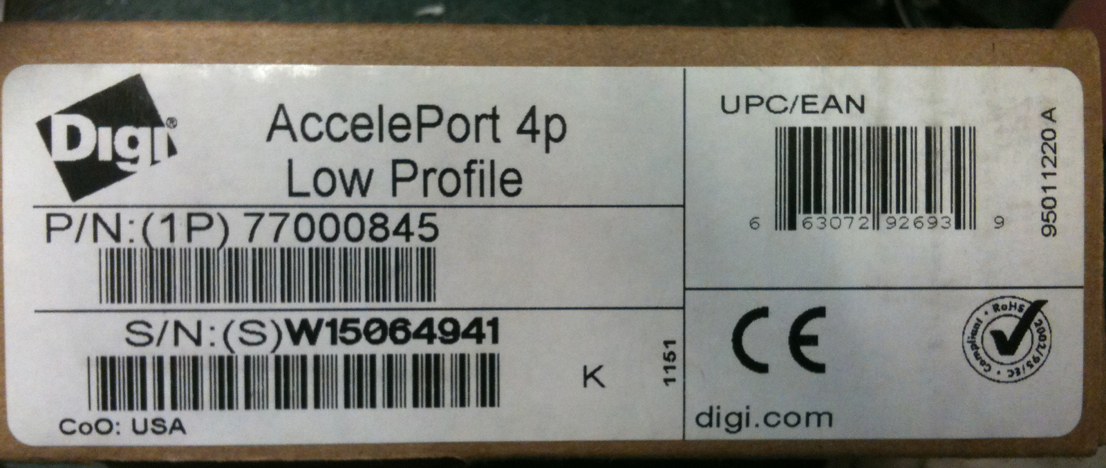 New Digi 77000845 AccelePort 4p Low Profile New Retail Box (13 Available)
