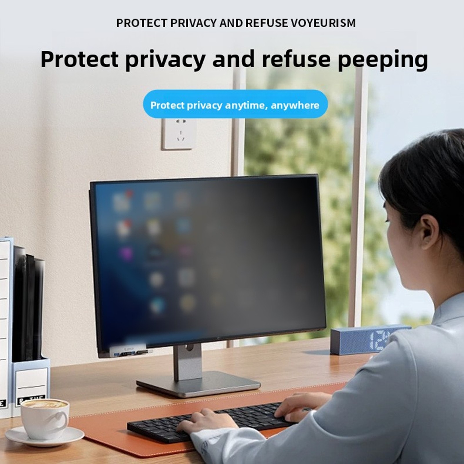23.6/23.8 Inch Computer Privacy Screen Filter PET Magnet Removable Screen