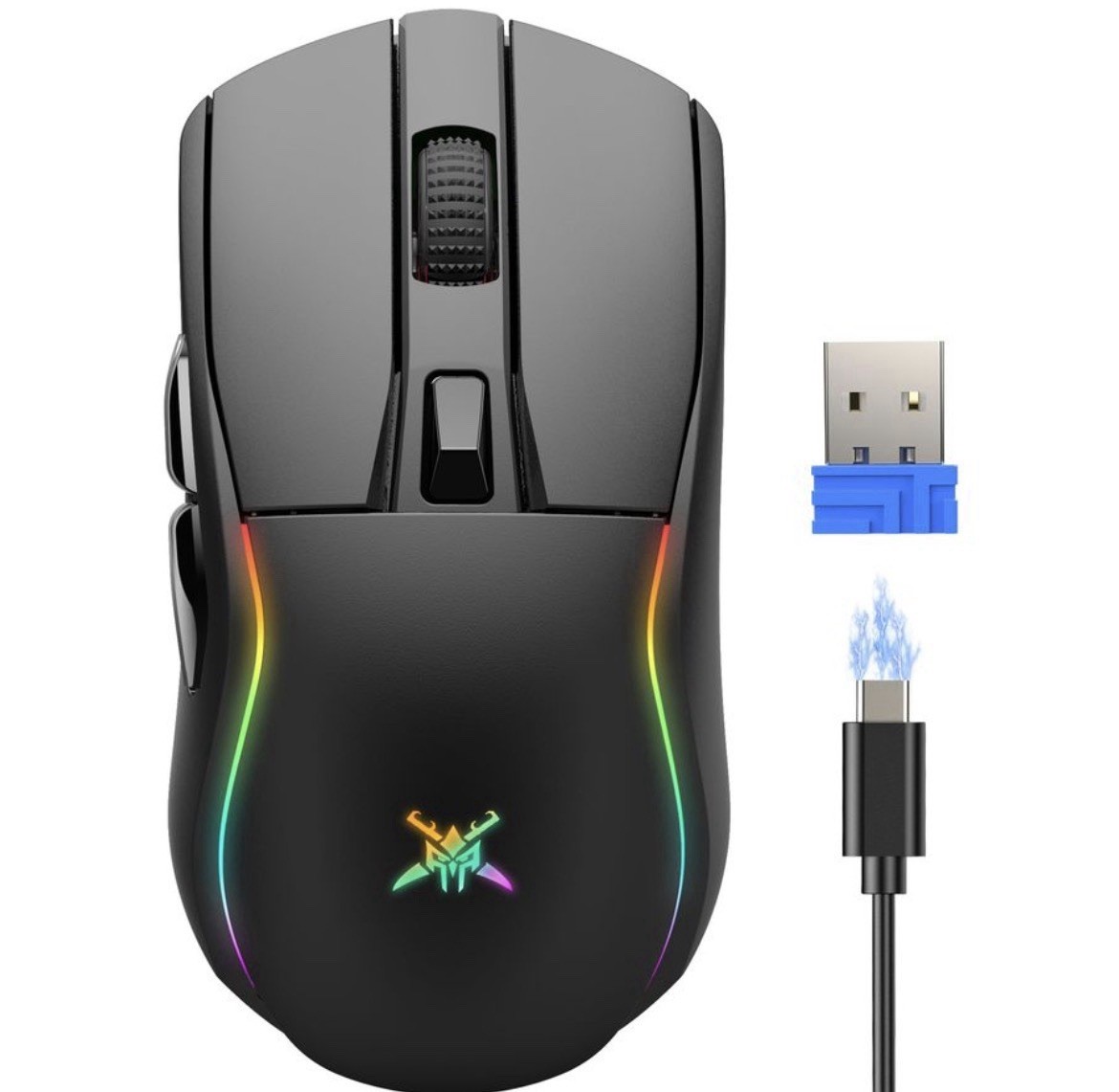 TriMode Wireless Gaming Mouse RGB Backlit 24000 DPI 1000Hz 6 Buttons PC Mac