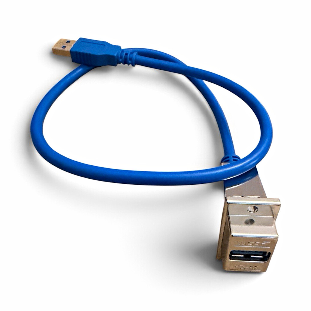 L-com ECF504-30-05AAS USB 3.0 Panel Mount Extension Cable A Male Female 0.5m