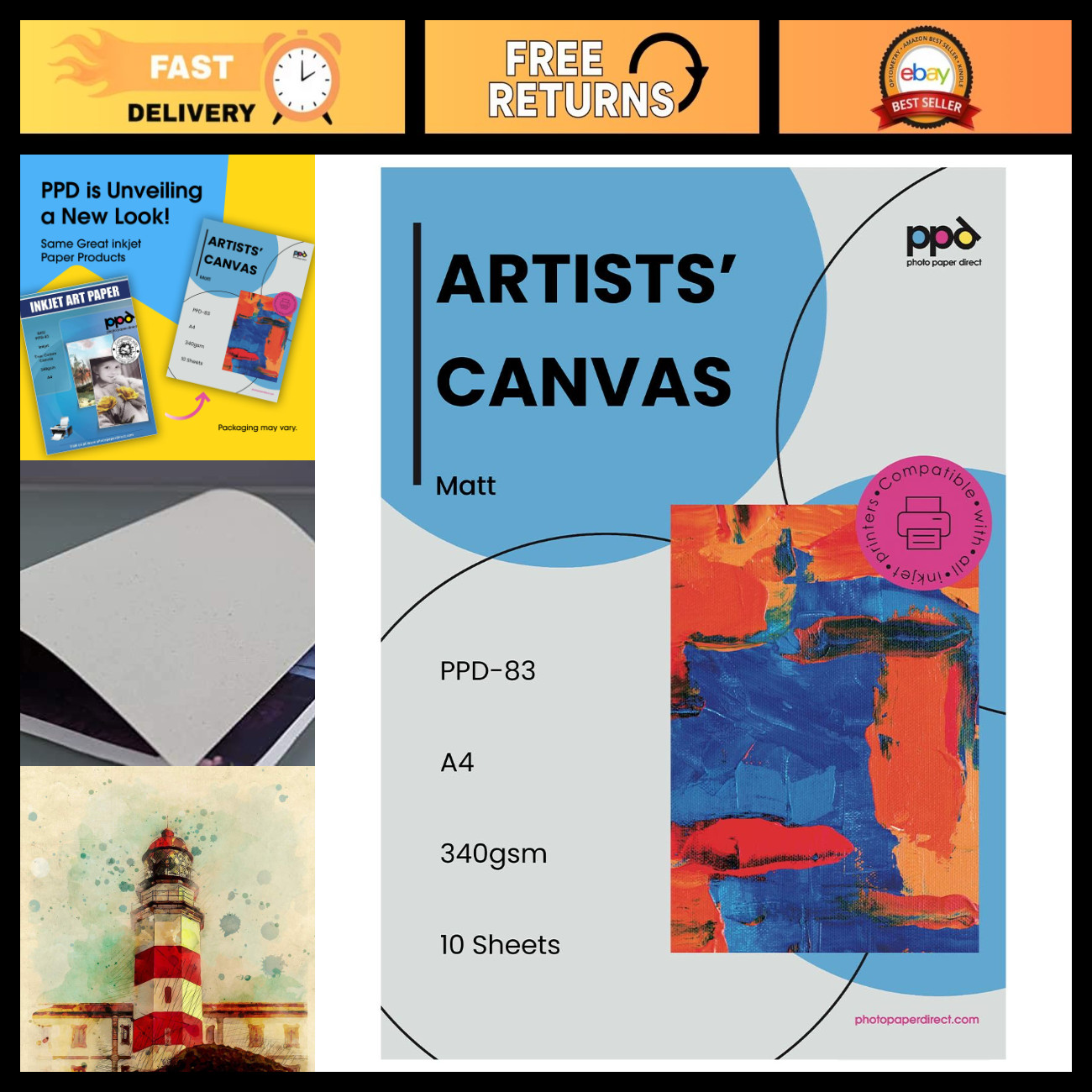 Printable Canvas Paper Sheets - 10 Pack, 8.5x11 Inkjet Fabric for DIY Projects