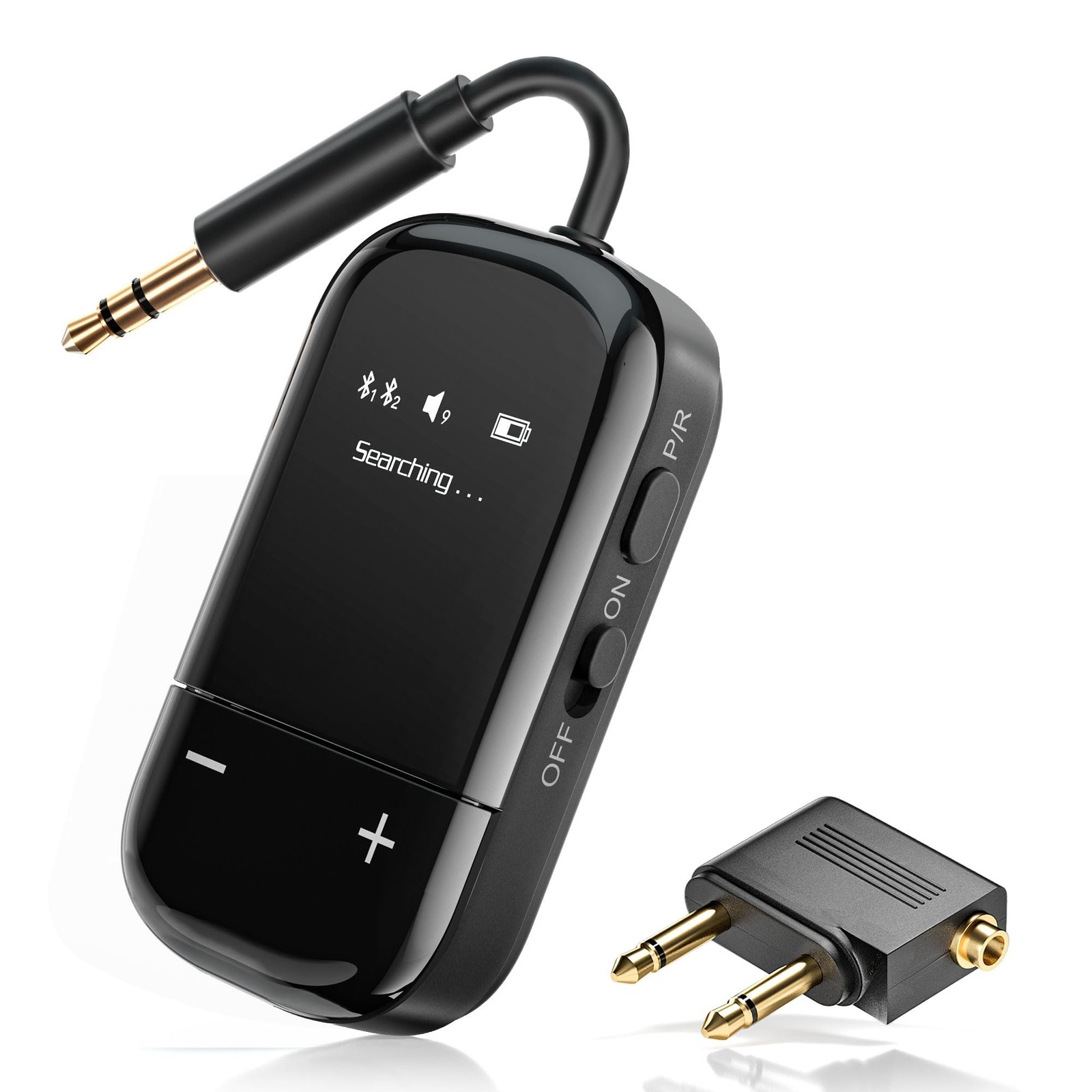 Airplane Bluetooth 5.3 Audio Transmitter with Qualcomm aptX Adaptive, LCD Dis...