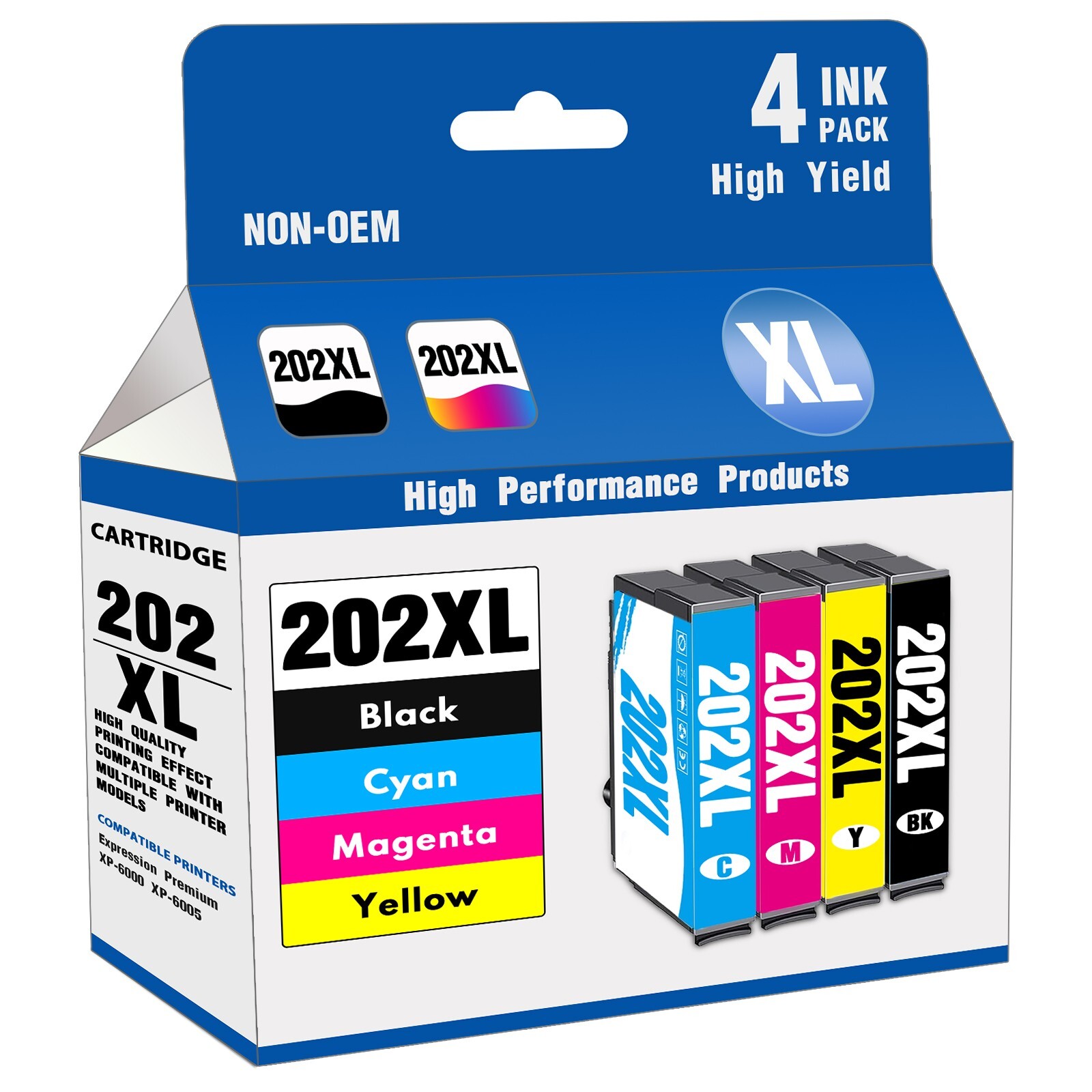 202XL Ink Cartridges for Epson Workforce WF-2860 XP-5100 Printers (4-Pack)