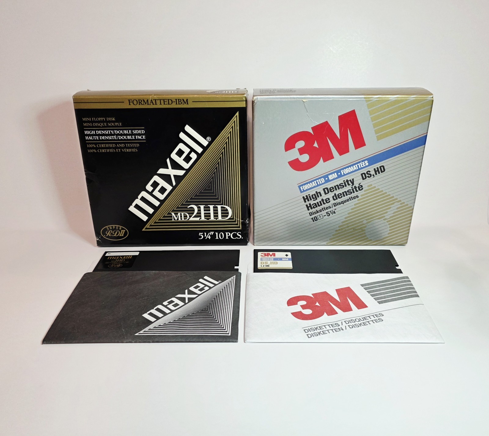 Maxell MD2HD 5 1/4" IBM Formatted High Density Floppy Disks 10-Pack + 3M 7-Pack