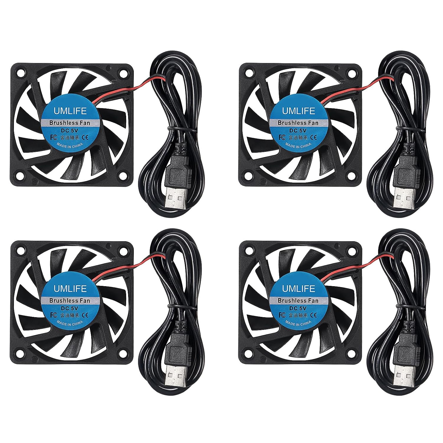 4PACK DC 60Mm USB Fan 5V 6015 Brushless Cooling Fan 60Mmx15Mm 5V USB for PC