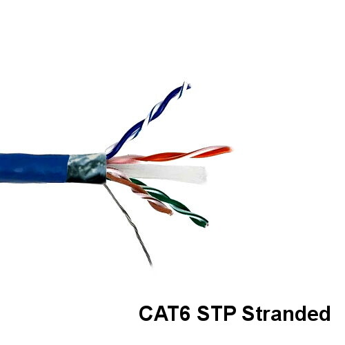 Kentek Blue 1000ft CAT6 STP Stranded Ethernet Bulk Cord 24AWG 550MHz Shielded
