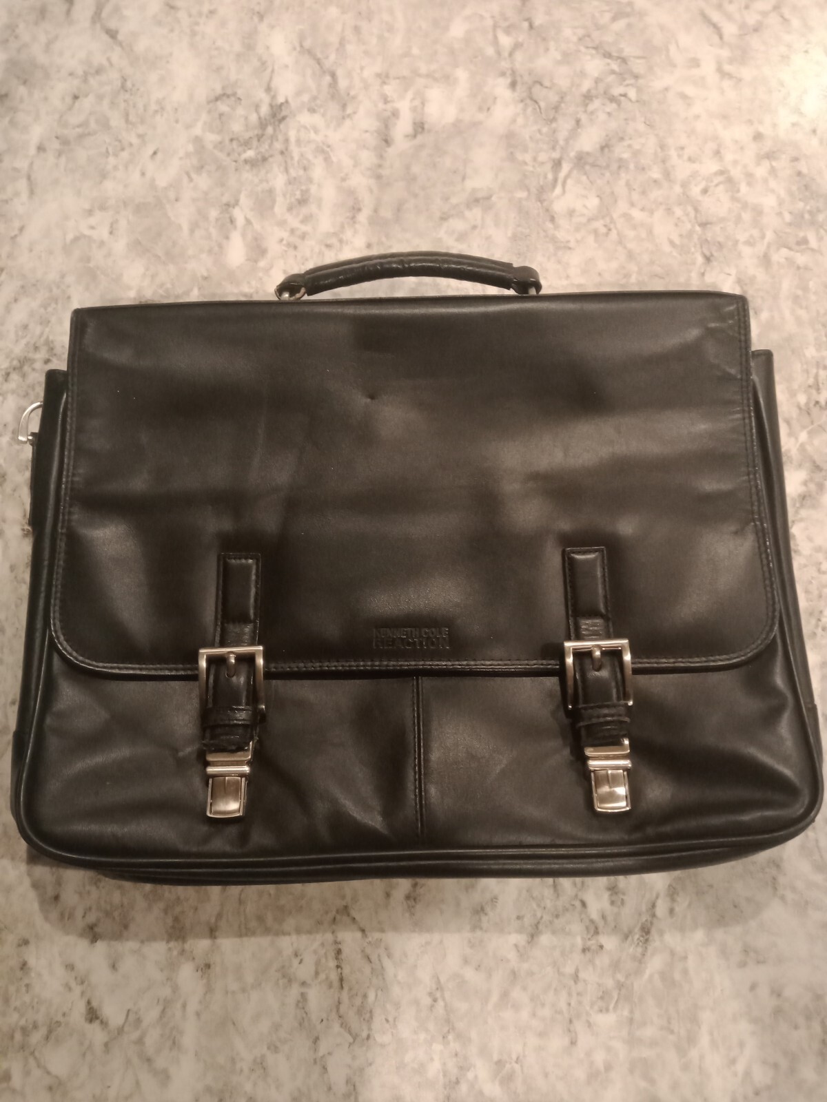 Kenneth Cole Reaction 16 Inch Laptop Briefcase Man Bag Colombian Leather Black