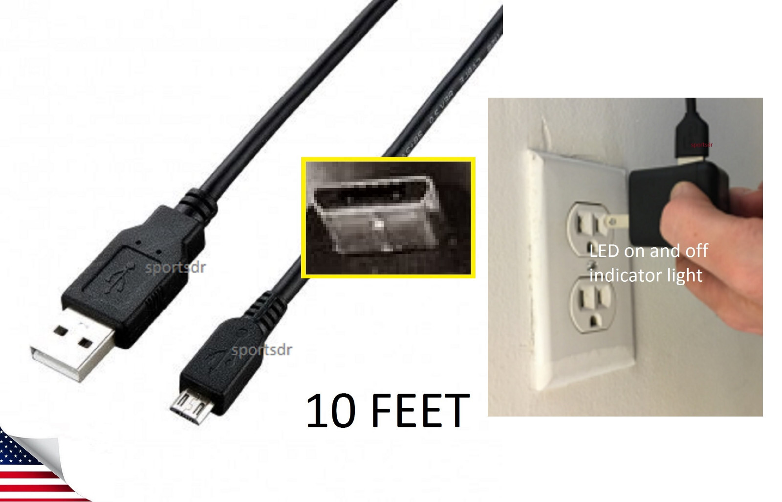 USB POWER CABLE FAST CHARGER CORD WALL PLUG FOR JABRA STEALTH BLUETOOTH HEADSET