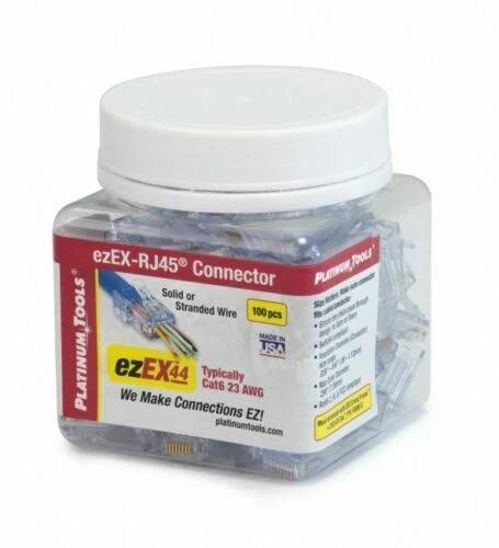 Platinum Tools 202044J ezEX-RJ45 Cat6 24-22 AWG Solid/Stranded Connectors 100pcs
