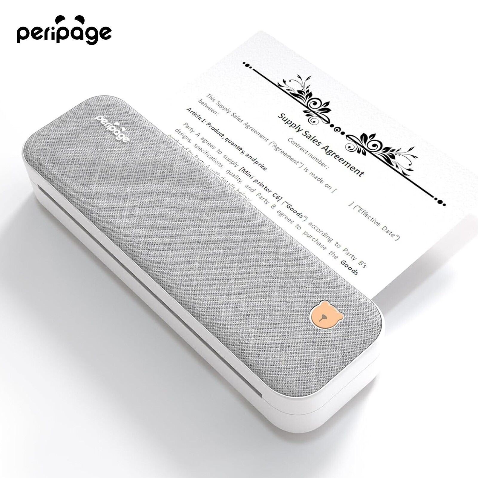 Peripage A40 Thermal Wireless Printer - Portable Inkless Printer (Grey) -203DPI