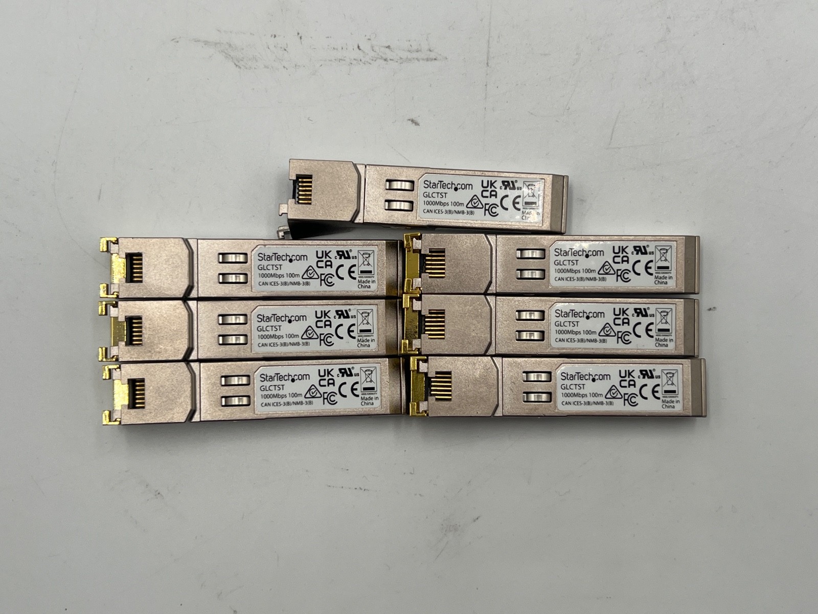 LOT OF 7 StarTech GLCTST Gigabit RJ45 Copper SFP Transceiver Module