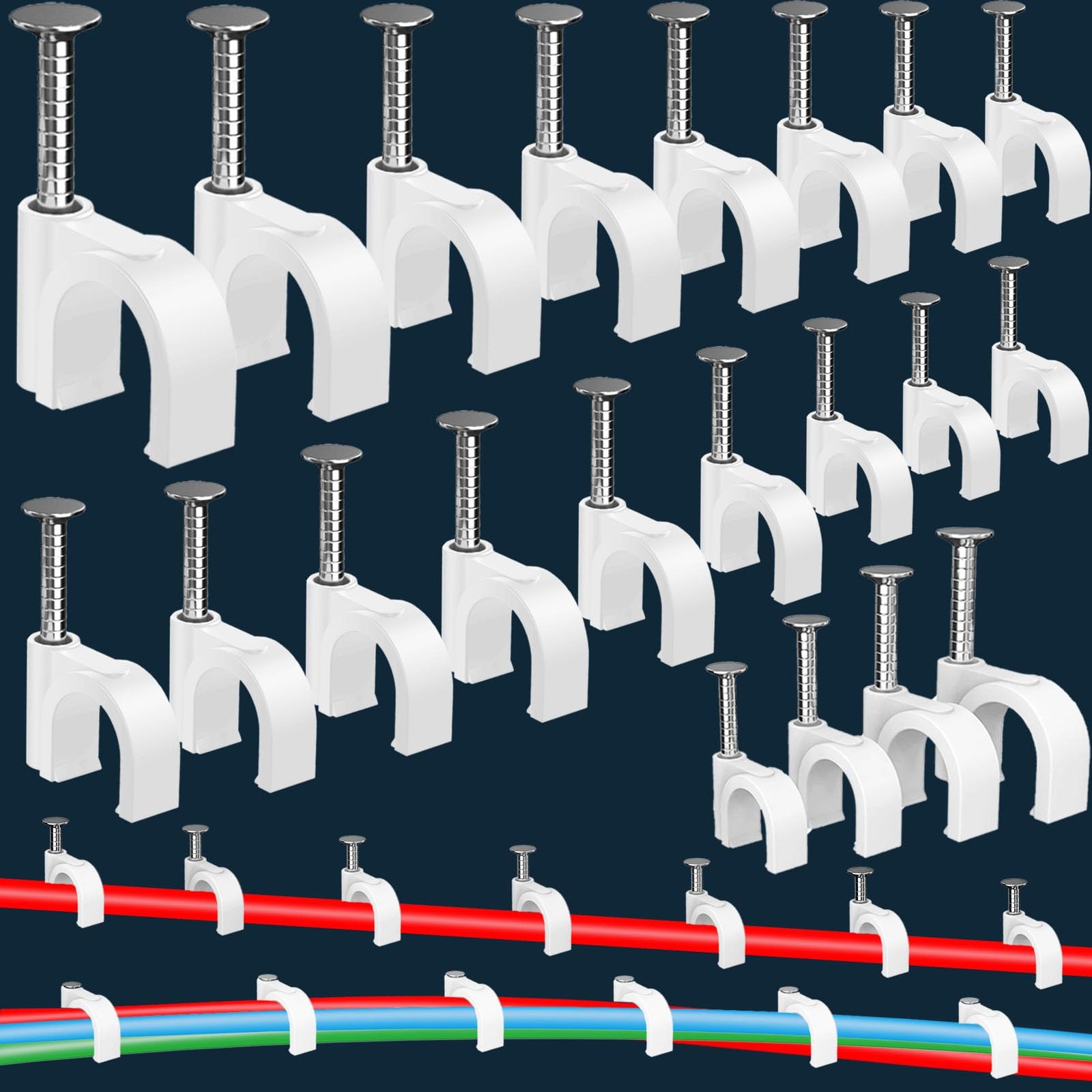 400 Pcs Cable Clips 4/6/8/10Mm Nail in Cable Clips with Steel Ethernet Cable