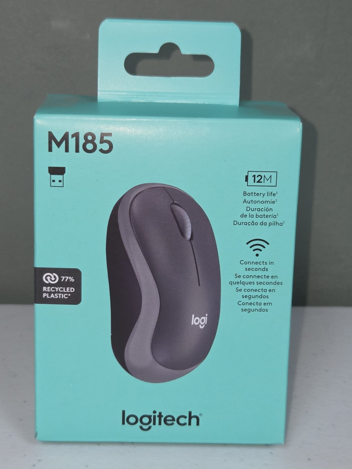 New, Sealed Logitech M185 Wireless Mouse 2.4GHz USB Nano Receiver Optical Black