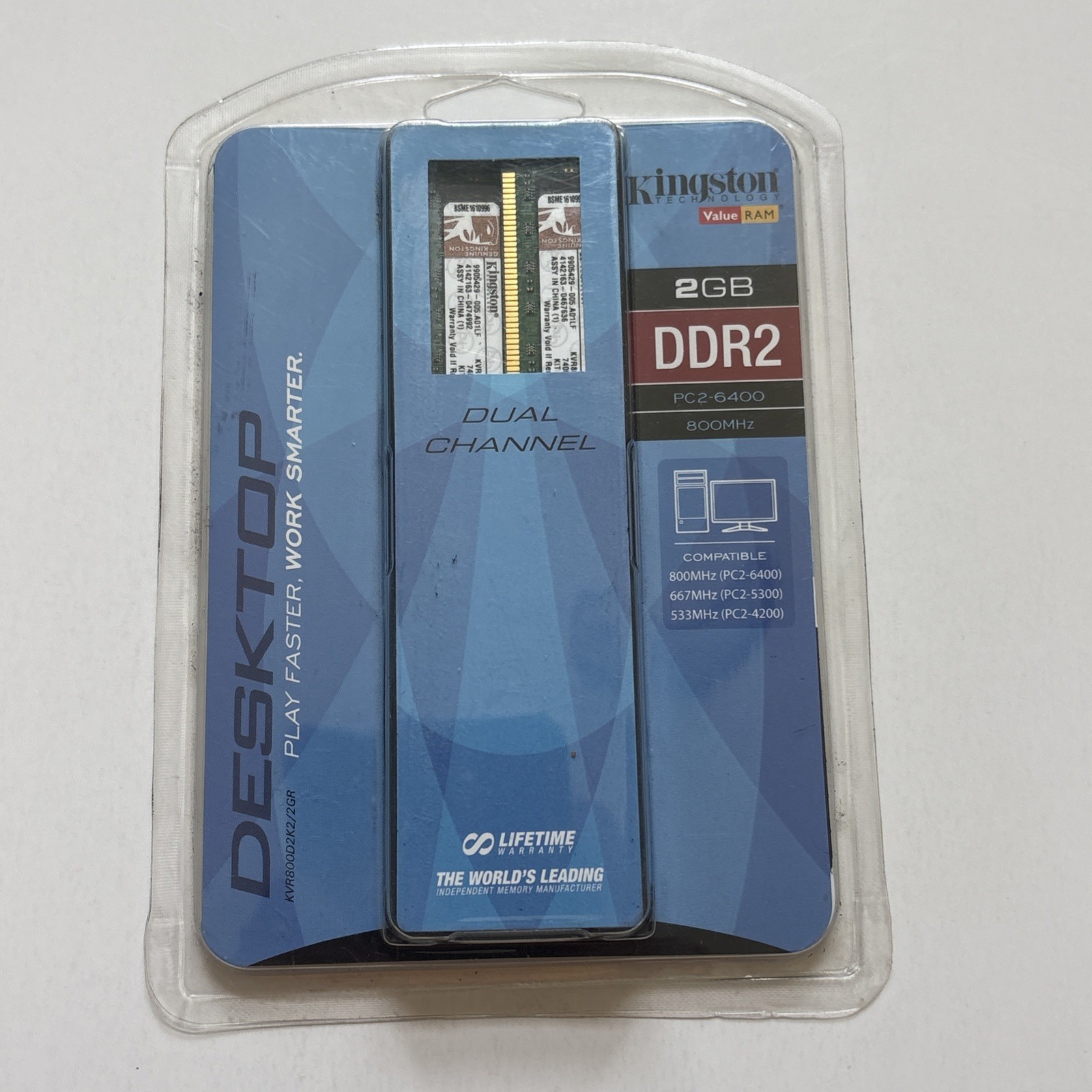 Kingston 2GB DDR2 800MHz PC2-6400 Desktop RAM KVR800D2K2/2GR New Sealed