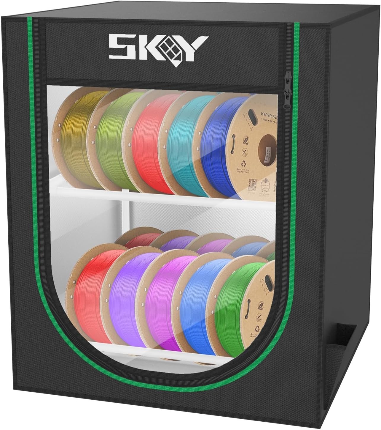 3D Printer Filament Storage Box - 2 Tiers Metal Filament Storage Rack wi