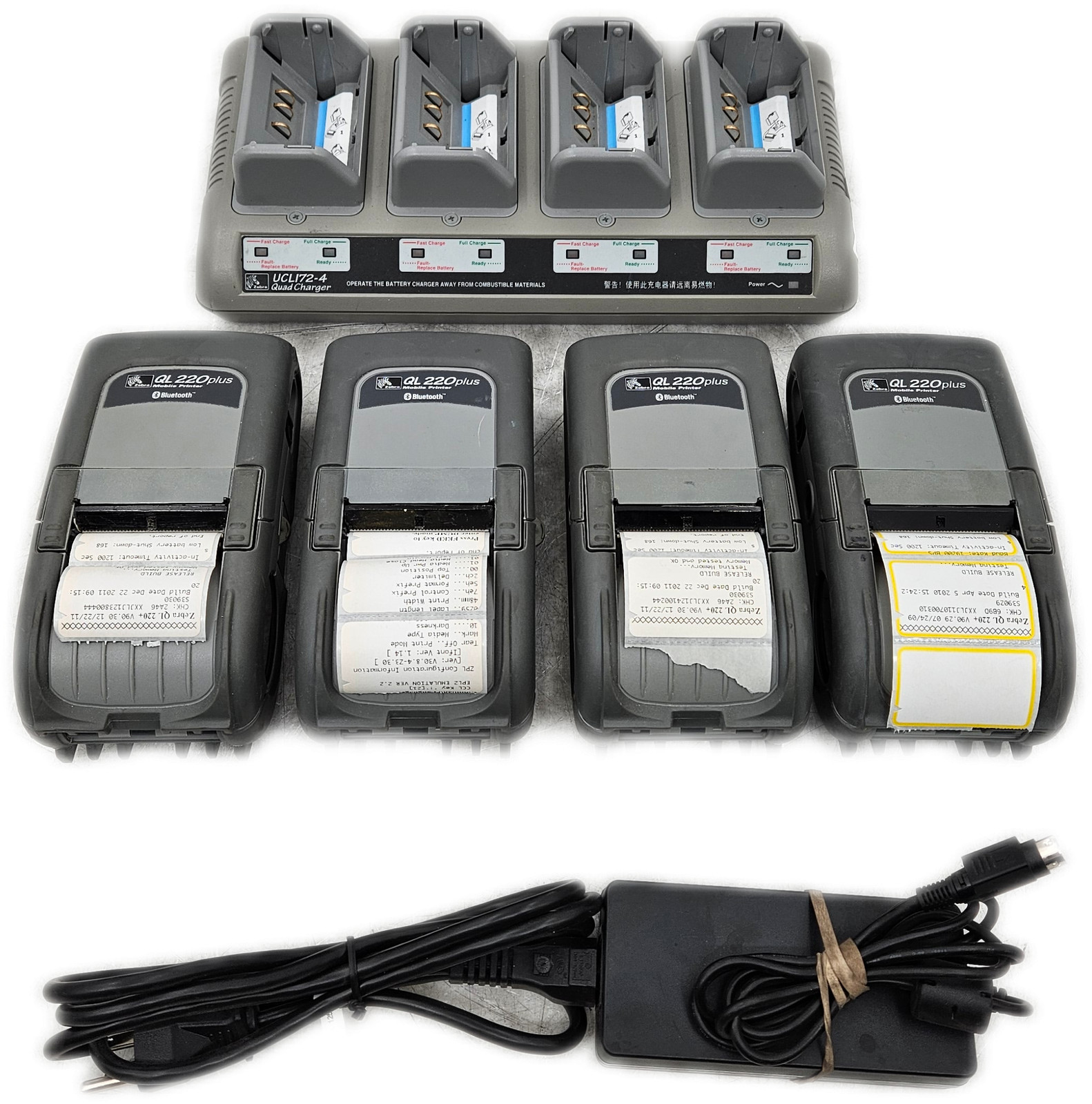 Zebra QL 220plus Thermal Label Printer (Lot of 4) USB Portable 300 DPI Charger