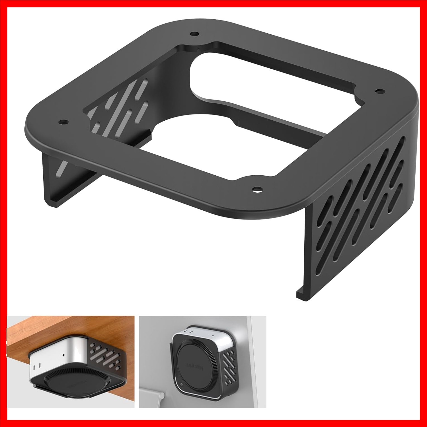 Effortless Under Desk Mount for Mac Mini M4/M4 Pro with Heat Dissipation, Black
