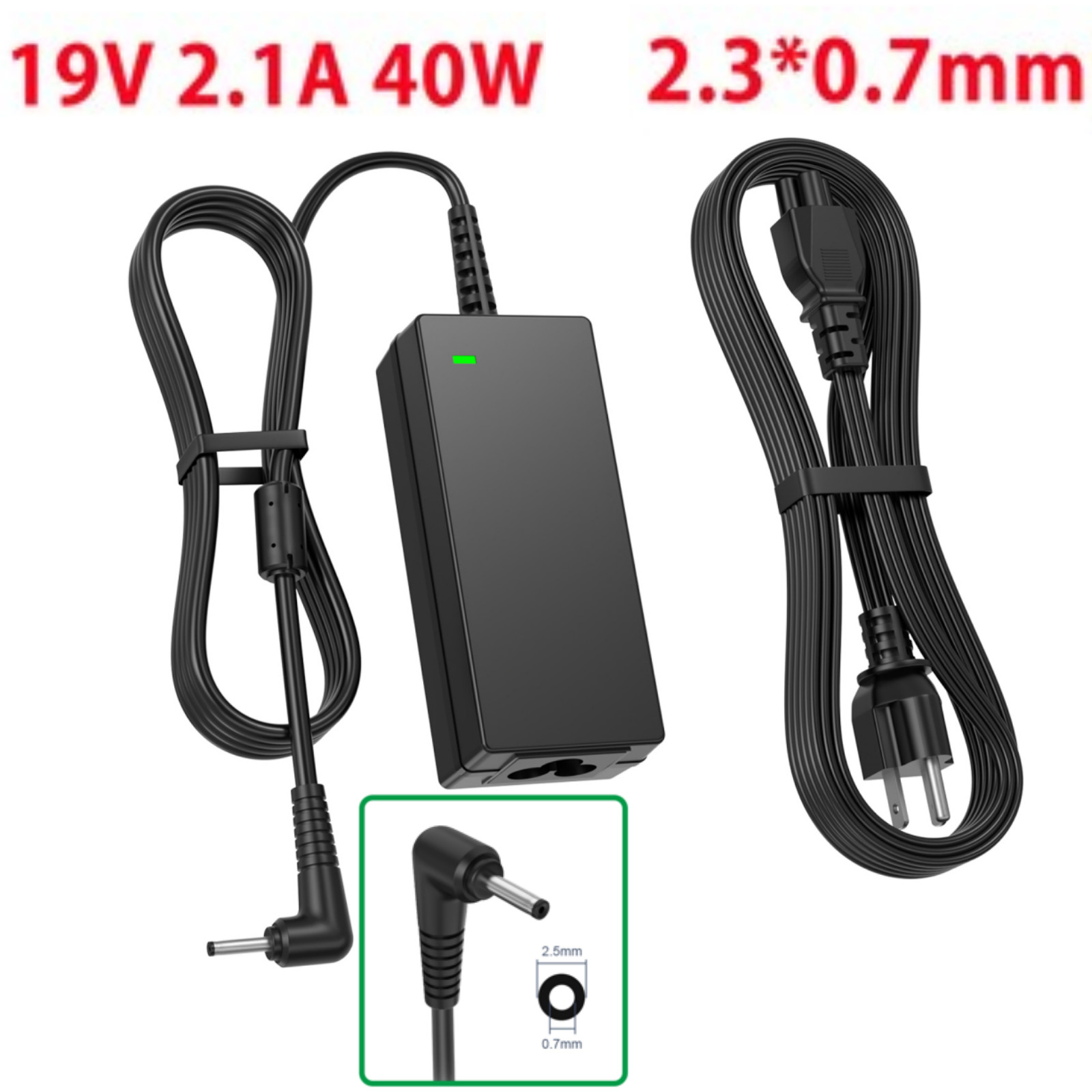 AC Adapter Charger 19V 2.1A 40W For ASUS Eee PC 1005HA Power Supply Cord