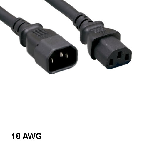 10x 12ft Black Standard Power Extension Cord IEC-60320 C13/C14 18AWG 10A/250V