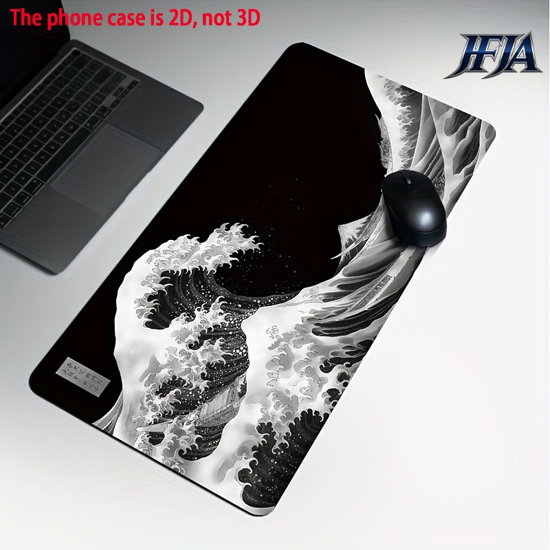 JFJA Large Japanese Wave Mouse Pad Compatible for PC/Laptop - Ukiyo-e Hokusai