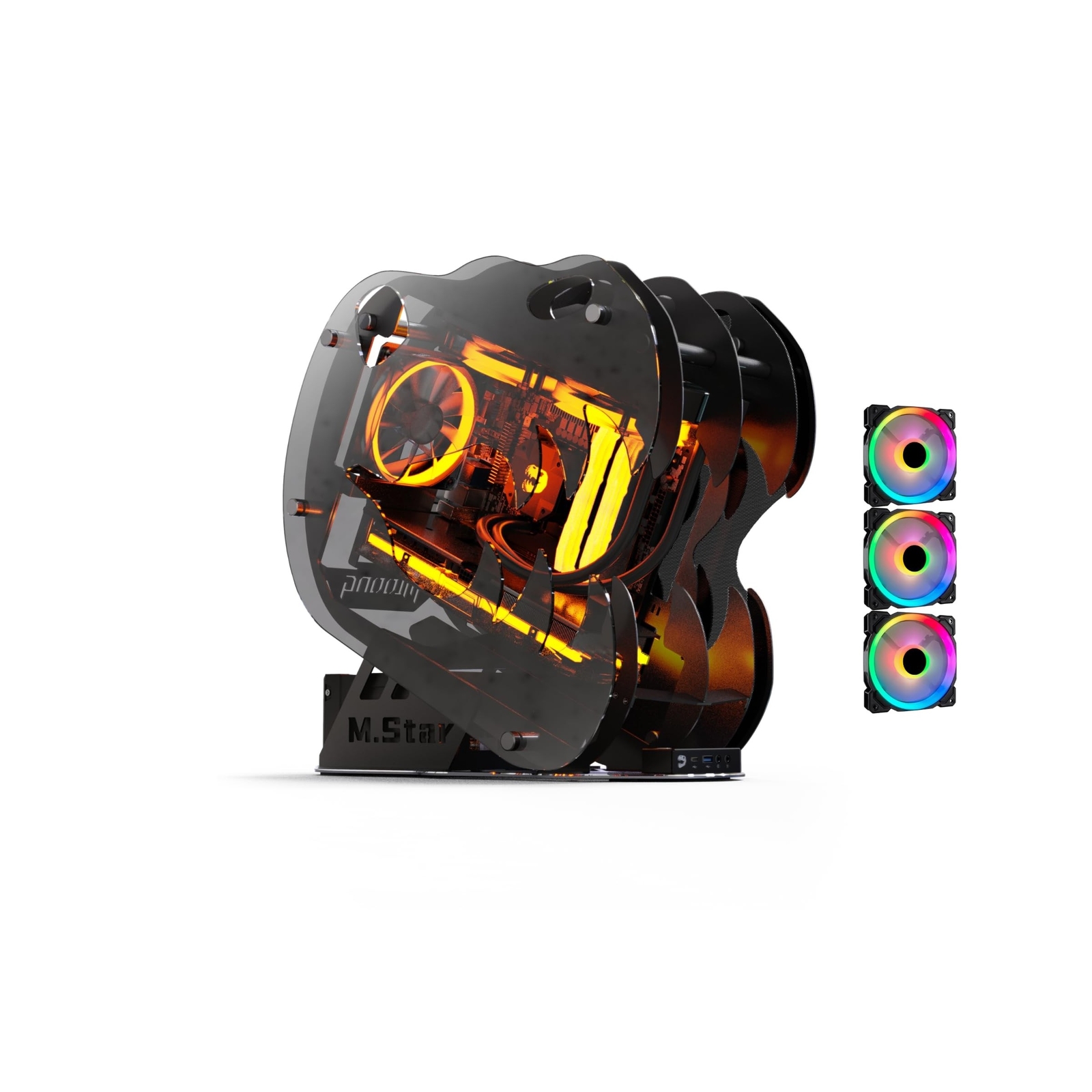 Dragon M.Star Open-Frame Mid-Tower Micro-ATX/Mini-ITX Gaming Case - Tempered ...