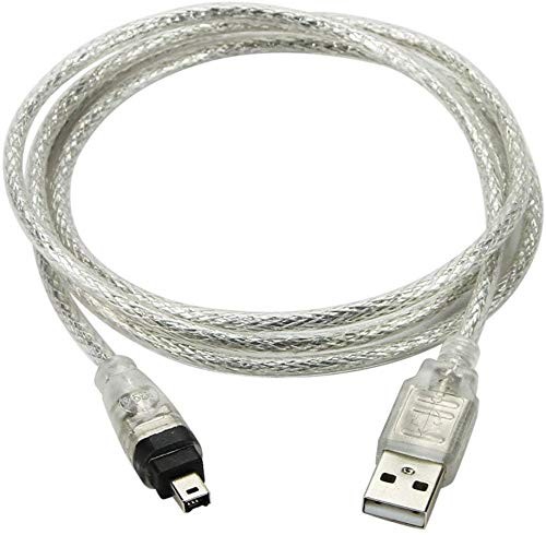 USB 2.0 Male to IEEE 1394 Mini 4Pin iLink Firewire 3 Feet, Translucent