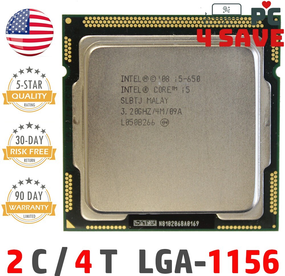 Intel Core i5-650 3.20GHz 2-Core 4MB LGA1156 Desktop CPU Processor SLBLK SLBTJ