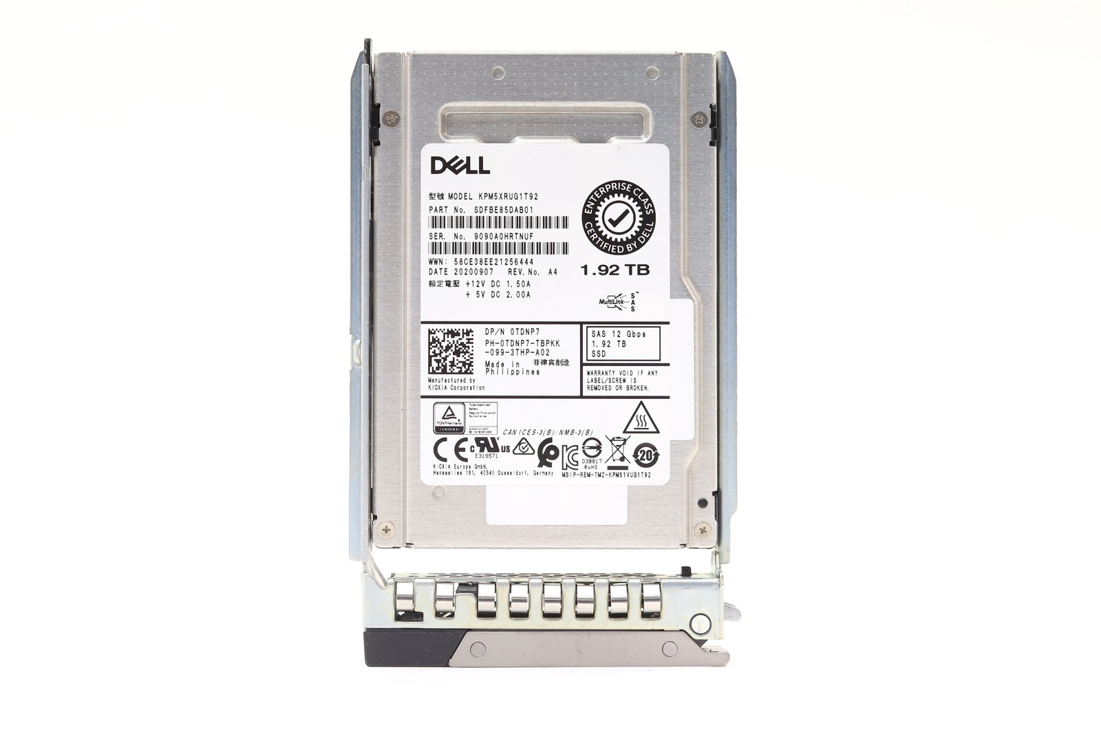 Dell KPM5XRUG1T92 1.92TB 2.5" 12Gb/s Read Intensive SAS SSD W/Caddy DP/N: 0TDNP7
