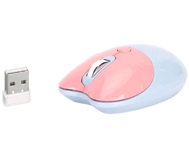 Wireless Compact Silent Mouse with Cute Cat Designs Pink & Blue, 2.4GHz