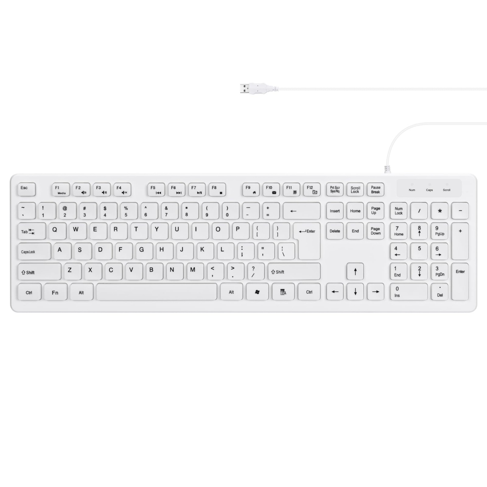M MC Saite MCSaite Wired White USB 104 Keys Computer Keyboard with white