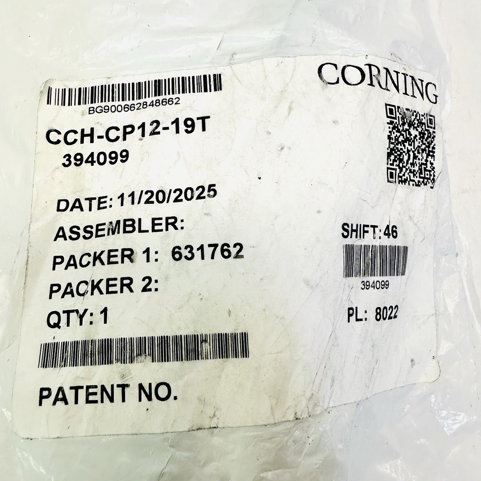 CORNING CCH-CP12-19T CLOSET CONNECTOR HOUSING PANEL