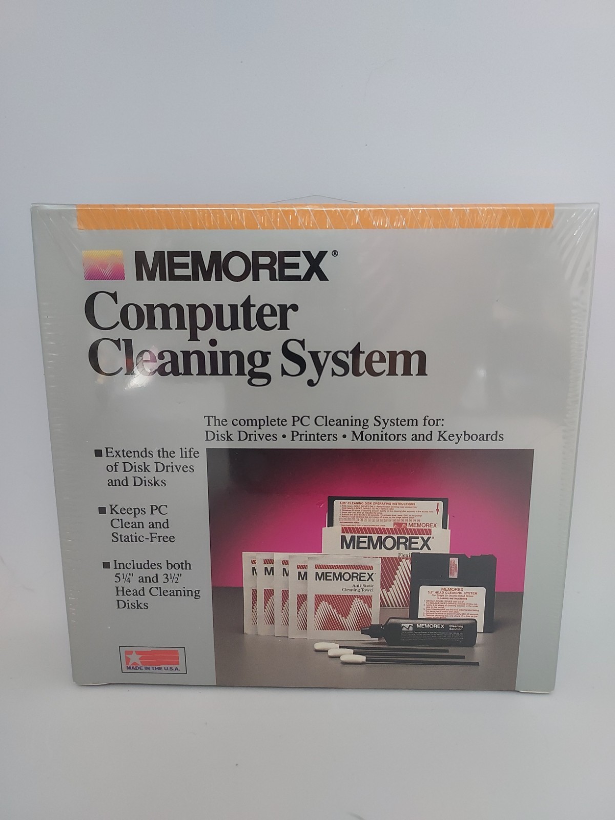 SEALED Vintage NOS Memorex Computer PC Drive Cleaning Kit 5 1/4 & 3 1/2 Disks