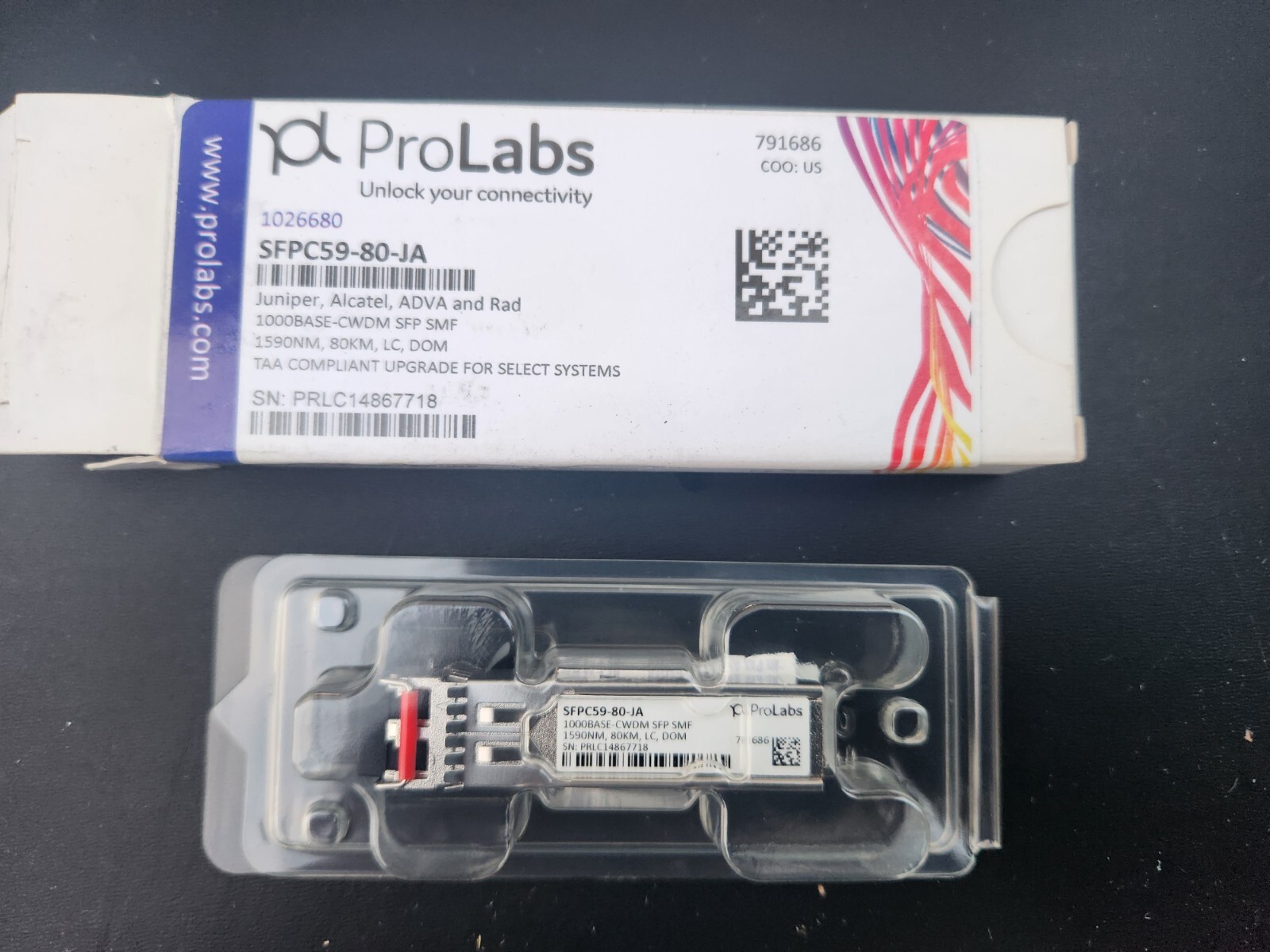ProLabs Transceiver SFPC59-80-JA, 1000Base-CWDM SFP SMF 1590NM 80KM, LC, DOM