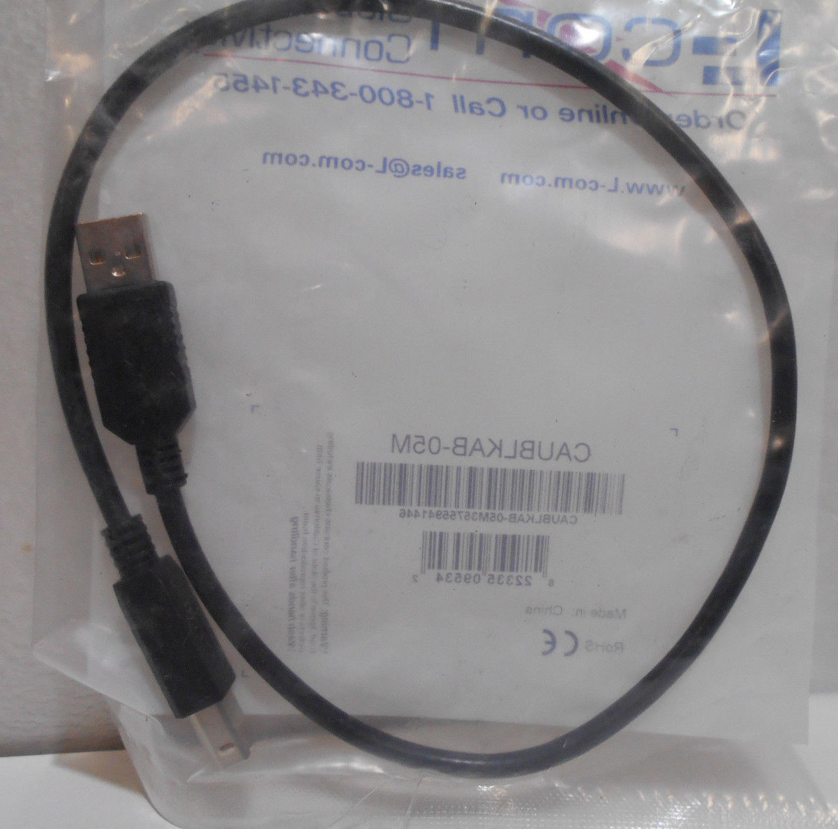 L-Com USB Cable Type A - B Cable, 0.5m CAUBLKAB-05M