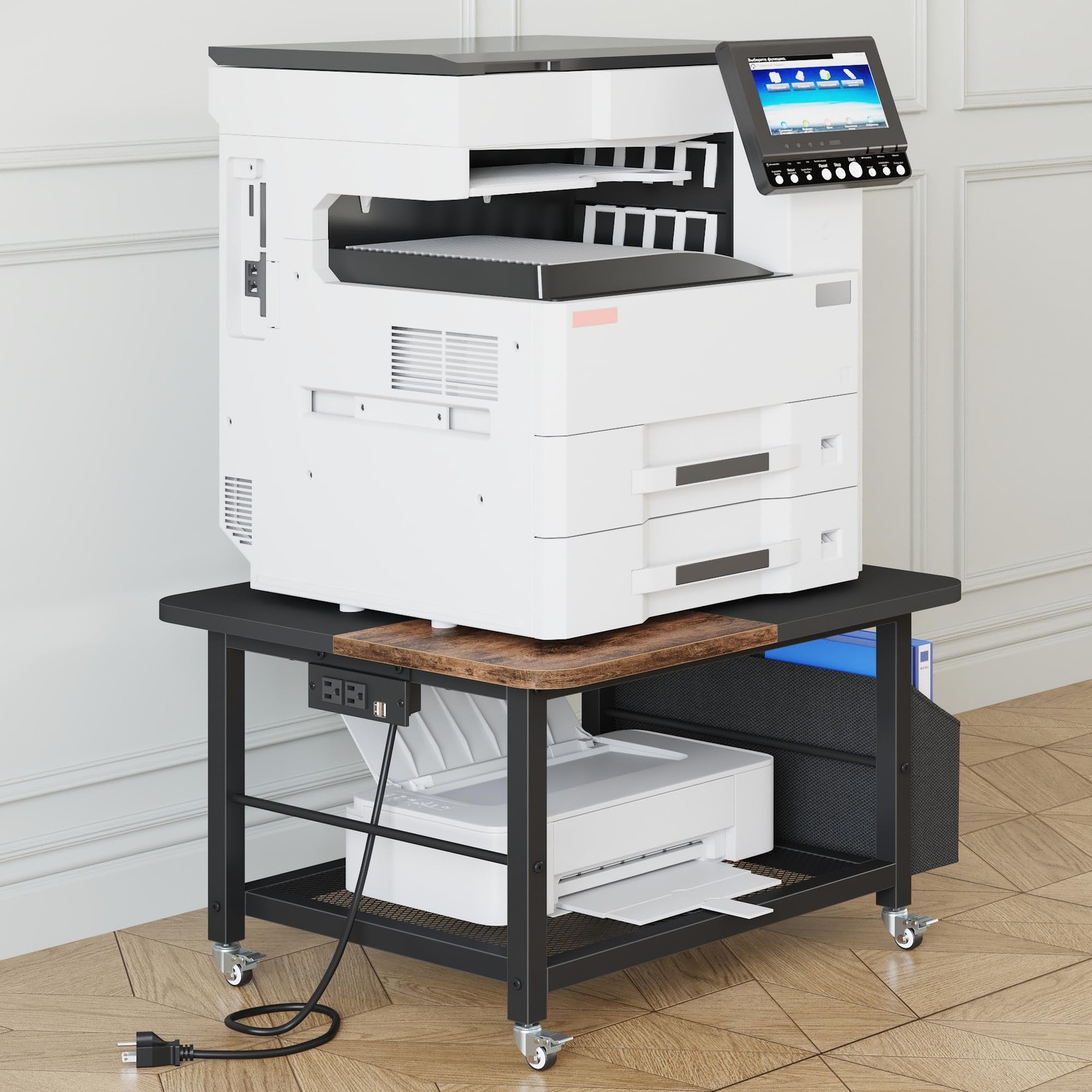 23.6" Large Printer Stand with Power Outlet,3D Printer Table