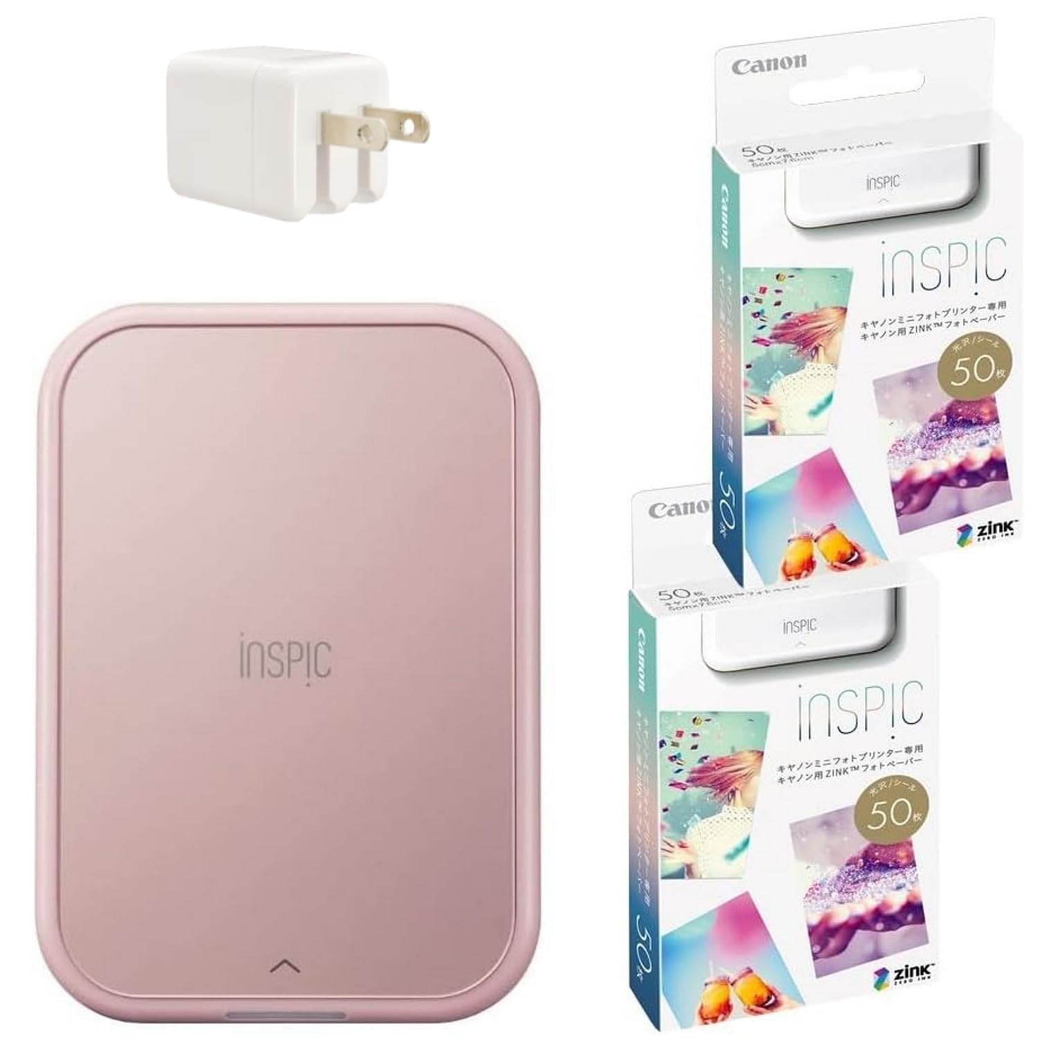 Canon iNSPiC PV-223 Smartphone Photo Printer with 100 Sheets Paper & USB Adapter