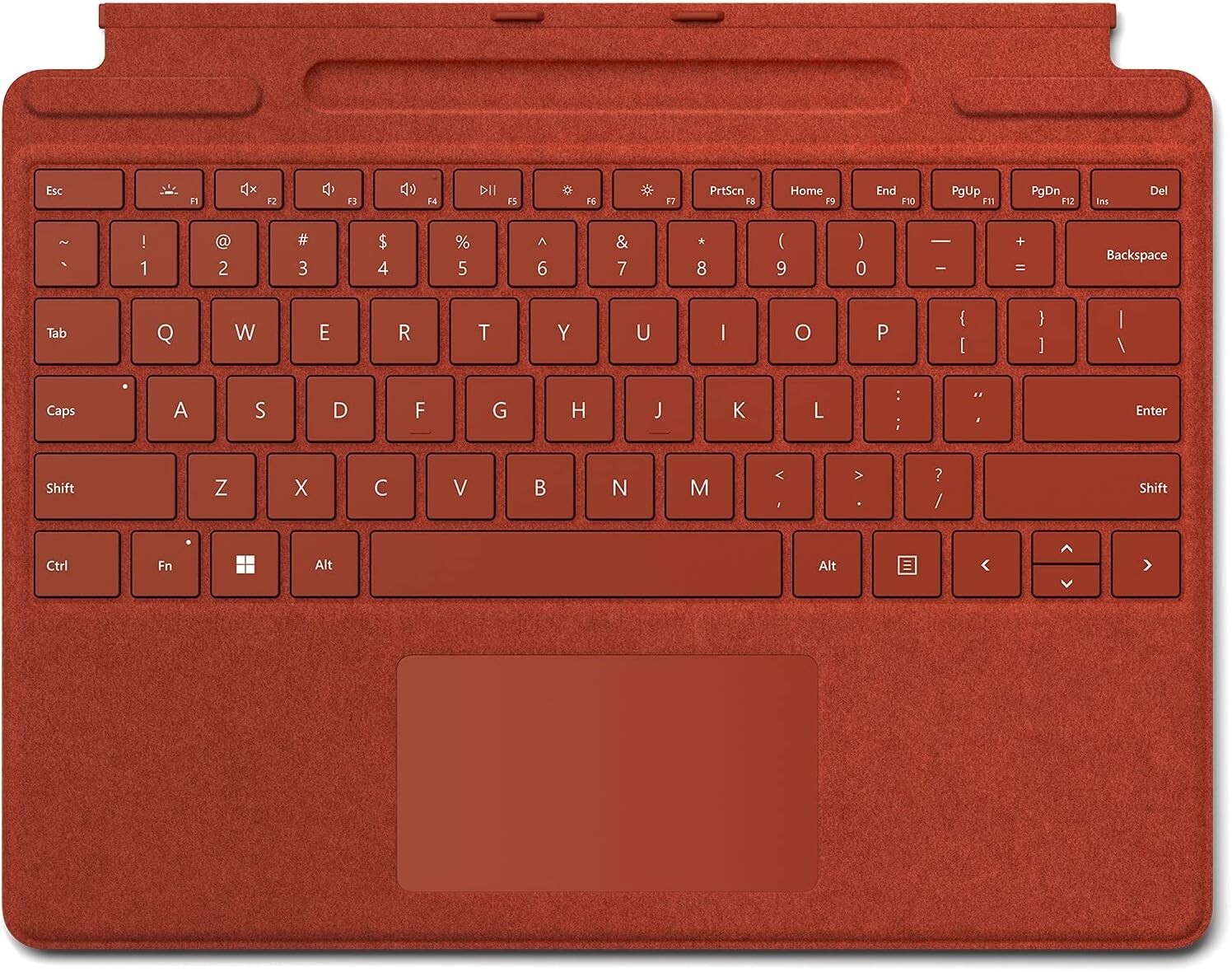 Poppy Red - Surface Pro 11,10,9,8,X - Type Cover Keyboard Signature Alcantara