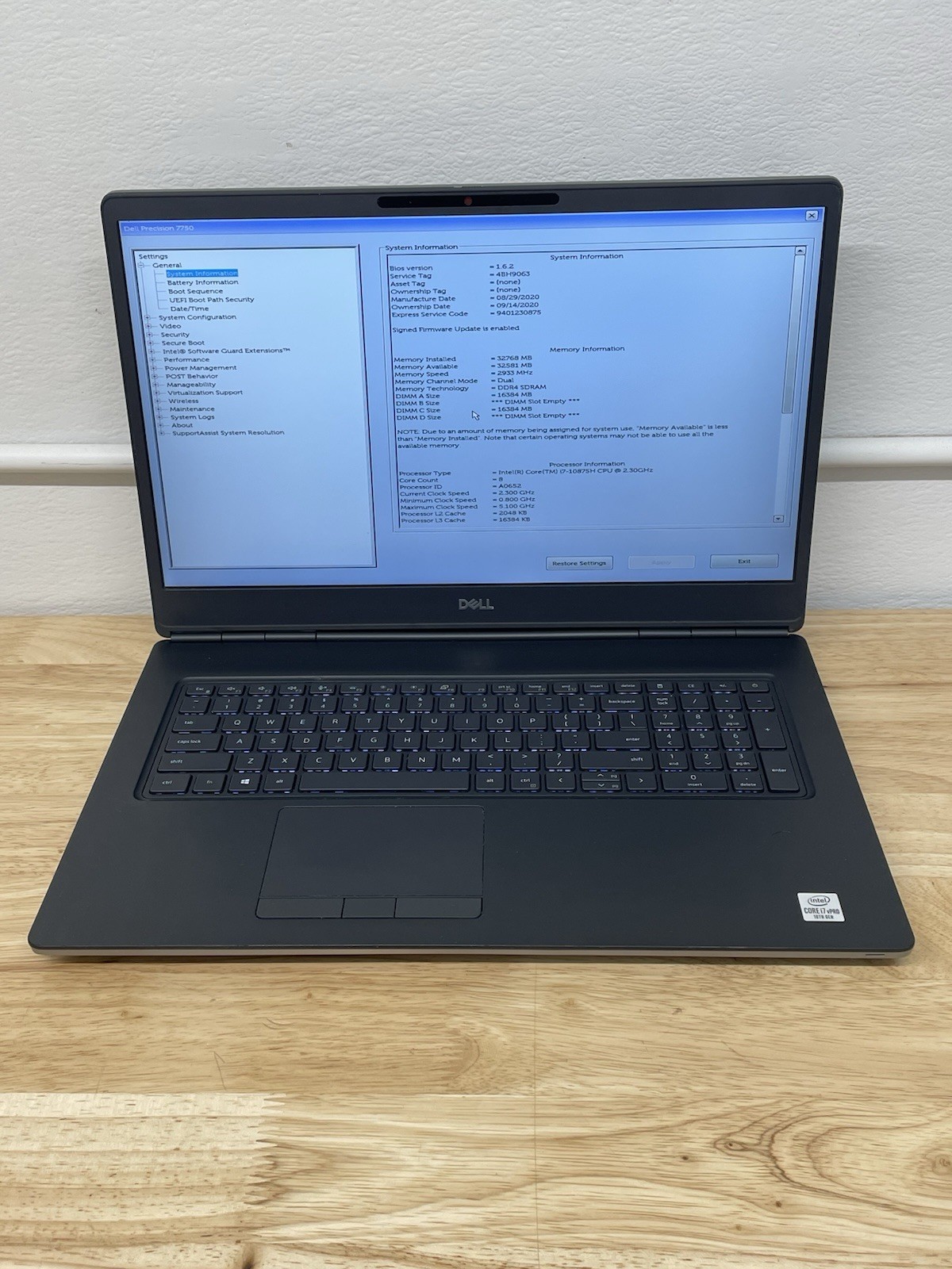 Dell Precision 7750 17" Intel Core i7-10875H 32GB RAM 1TB SSD Win11