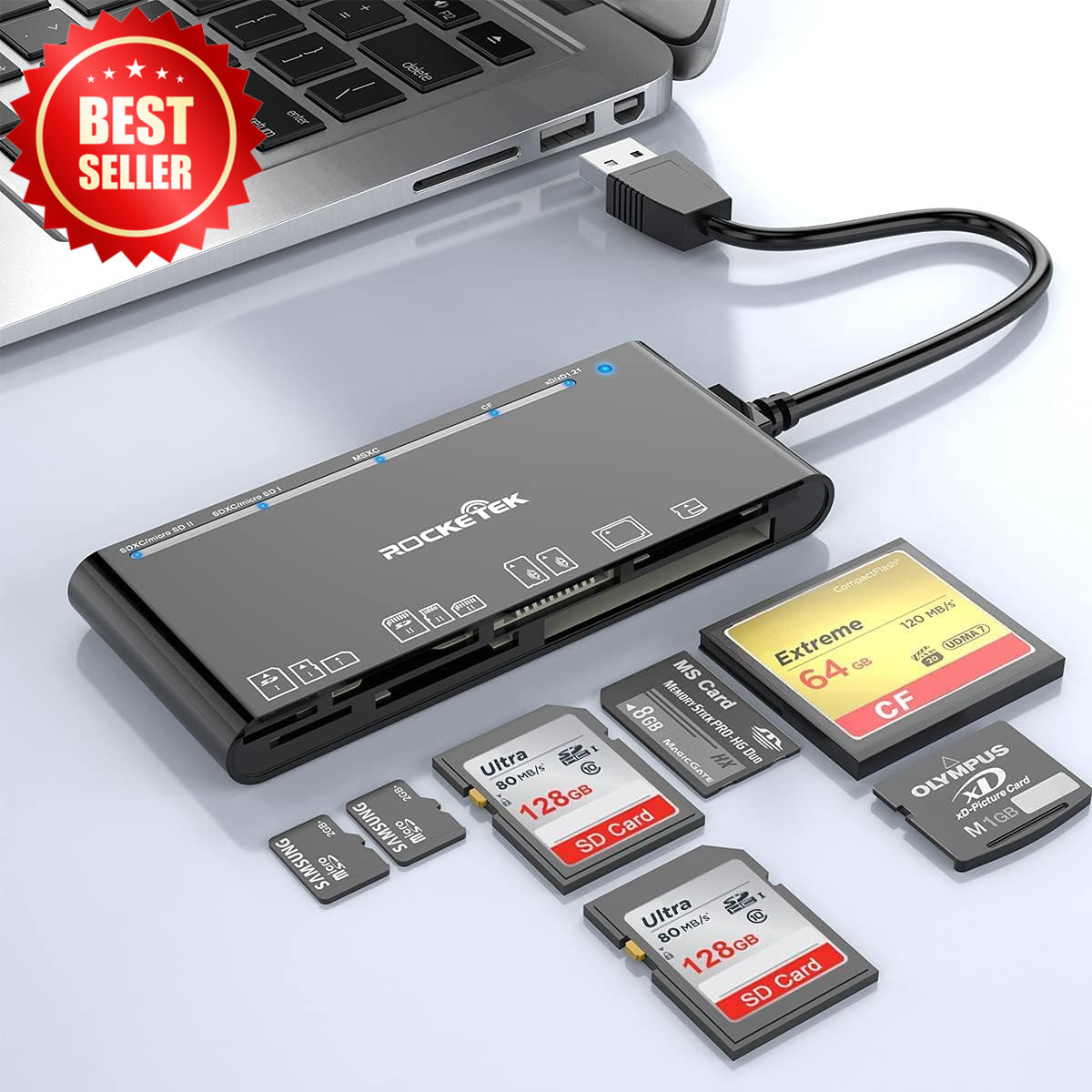 USB 3.0 SD Card Reader 7-in-1 Multi Card Read/Writer 5Gbps Mac Windows US