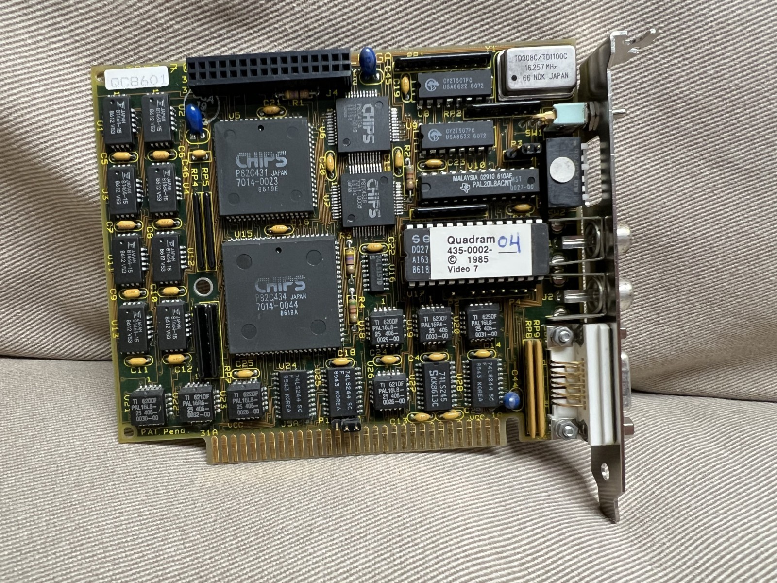 Video Seven VEGA EGA Video Card - Video 7 - FCC ID: D2A62LVEGA - Tested & works