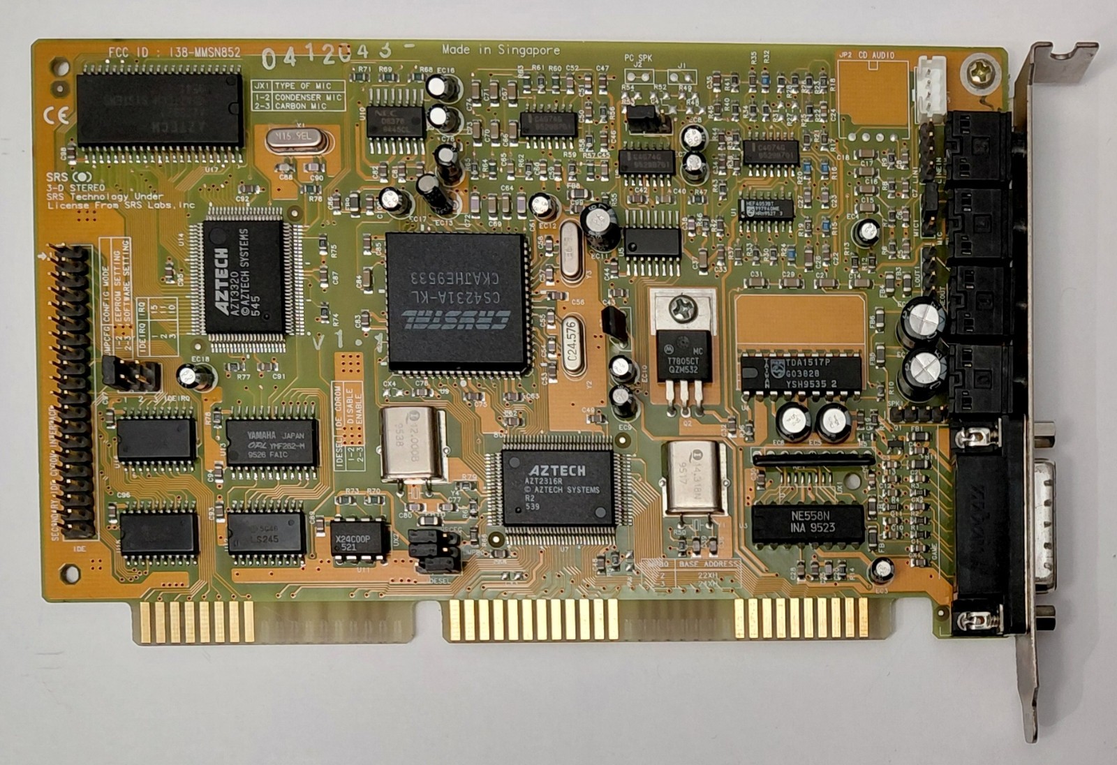 Aztech Waverider Pro 32-3D ISA Sound Card (MMSN852, Wavetable, Retro, 1995)