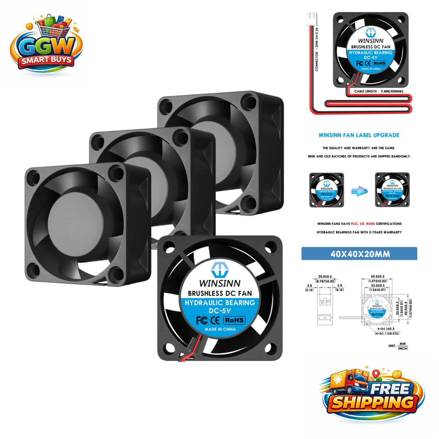 High-Performance 40mm 5V Quiet Fan - 7000 RPM Cooling Solution for Small Devices