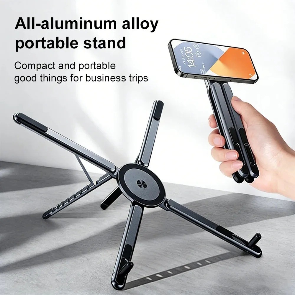 4-in-1 Magnetic Stand For Laptop Phone Tablet Holder Stand Foldable Aluminum
